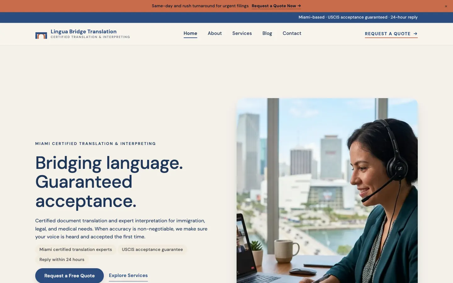 Lingua Bridge Translation website